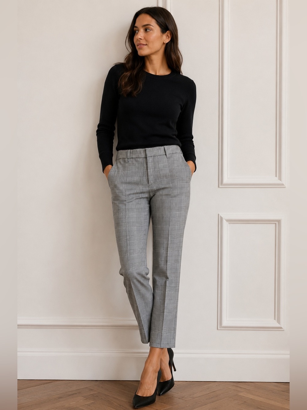 NWT Banana Republic Sloan Curvy Ankle Pants Plaid 8 Tall Career Office - Picture 1 of 15